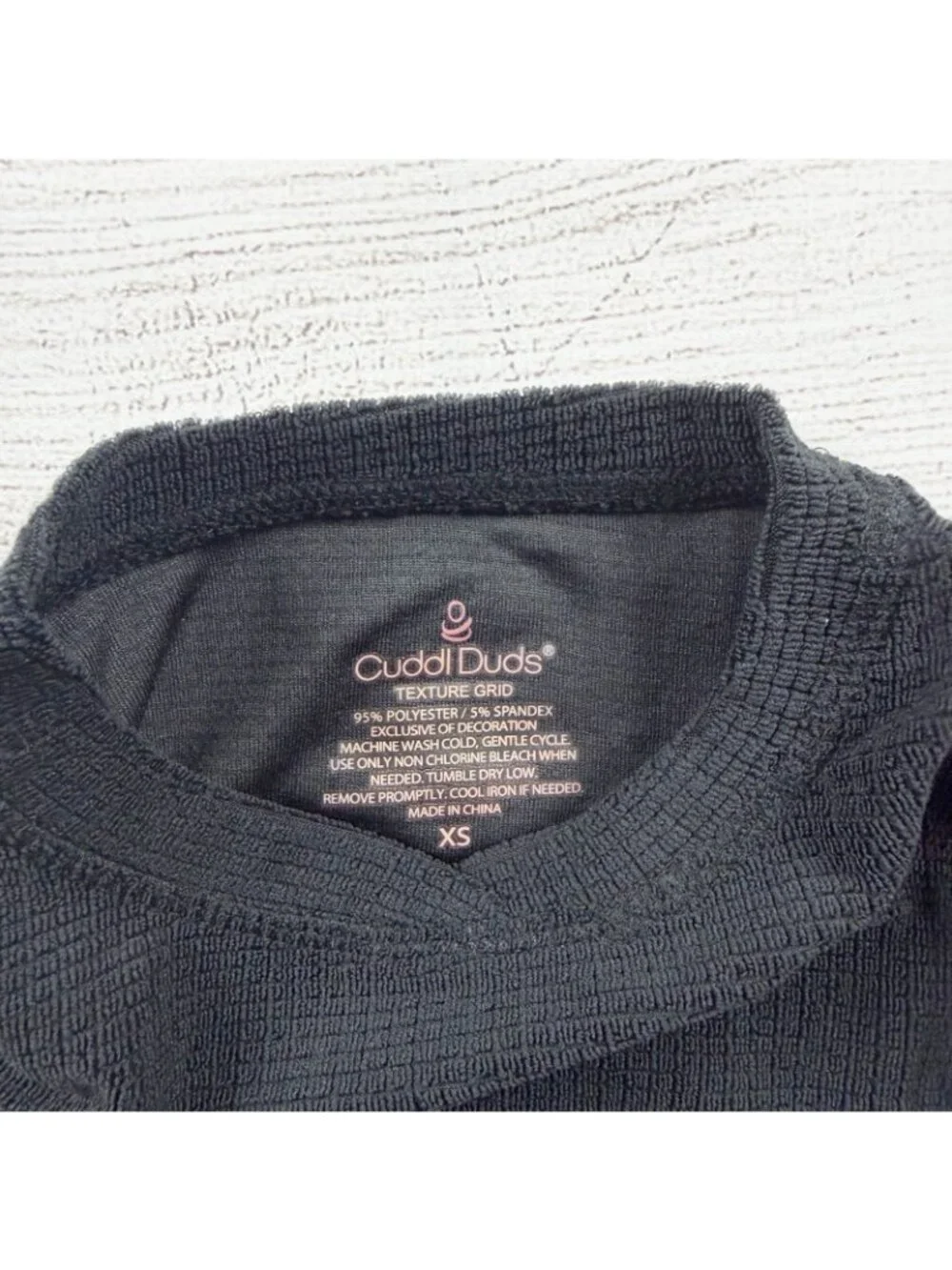 Cuddl Duds Texture Grid Black Thermal Long Sleeve Top Bottom NWT XS 4-5